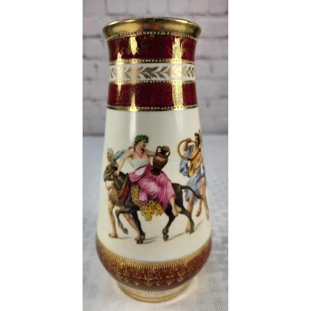 RARE! 1930s Bacchus China Posy Vase A.F.&C. Classical Mythological Procession